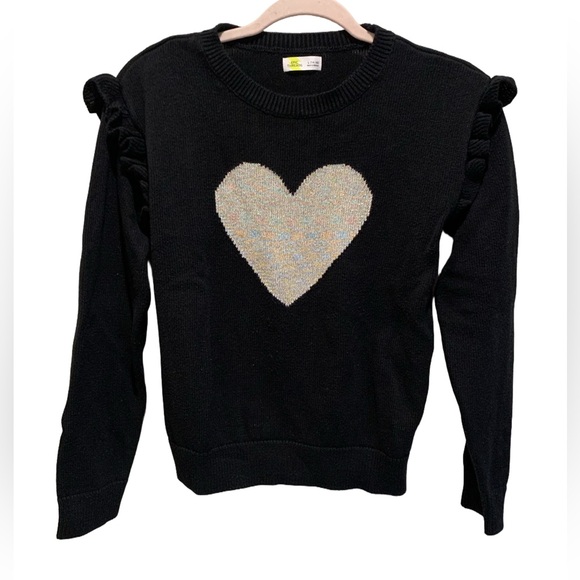 Epic Threads Other - Epic Threads kids black sweater with glitter heart. Size L. (14-16)